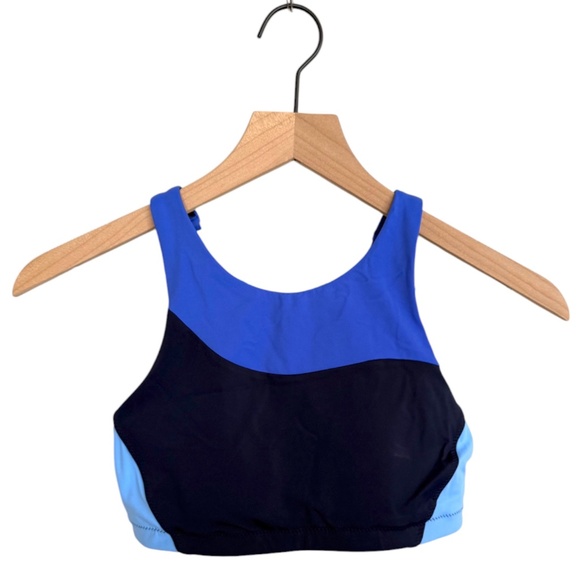 NWOT Athleta Freestyle Colorblock High Neck Bikini Top in Blue Colorblock New - Picture 5 of 5